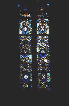 Star of David in stained glass church window, Barcelona, Spain