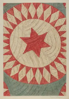 Star & Ring Quilt, c. 1938. Creator: Manuel G. Runyan