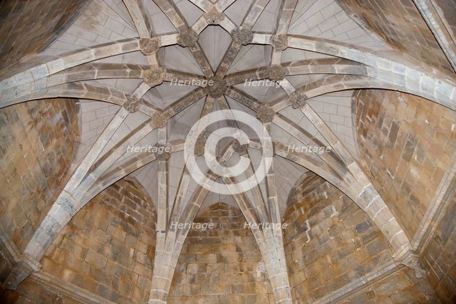 Star shaped Gothic vaulted ceiling, Beja Castle, Beja, Portugal, 2009.  Creator: Samuel Magal.