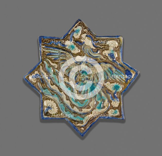 Star-Shaped Tile with Phoenix, Ilkhanid dynasty (1256-1353), late 13th century. Creator: Unknown.