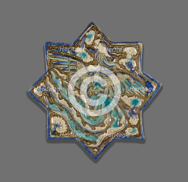 Star-Shaped Tile with Phoenix, Ilkhanid dynasty (1256-1353), late 13th century. Creator: Unknown.