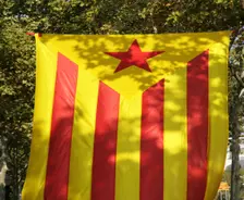 Starred flag (Estelada), National Day of Catalonia, Barcelona, 11-09-2014. Creator: LTL