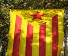 Starred flag (Estelada), National Day of Catalonia, Barcelona, 11-09-2014. Creator: LTL