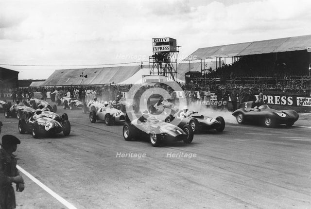 Start of 1955 International Trophy Race at Silverstone, Hawthorn leads in Vanwall. Creator: Unknown.