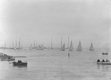 Start of 6 Metre Class boats for the first British-American Cup, 1921. Creator: Kirk & Sons of Cowes