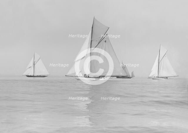 Start of Cowes to Weymouth Race: Carina, Adelaide, Ma'oona, Britannia, 1913. Creator: Kirk & Sons of Cowes.