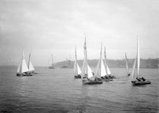 Start of International 14 dinghy race from Island Sailing Club, 1934. Creator: Kirk & Sons of Cowes