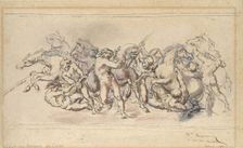 Start of the Race of the Barberi Horses, Rome, 1860. Creator: Jean-Baptiste Carpeaux