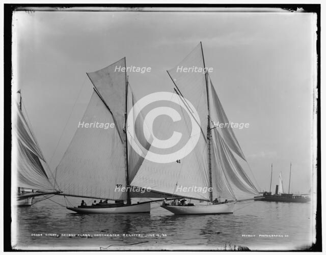 Start, second class, Dorchester regatta, 1888 June 18. Creator: Unknown.