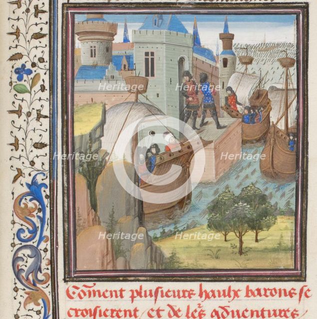 Start to the Fourth Crusade. Miniature from the Historia by William of Tyre, 1460s. Artist: Anonymous  