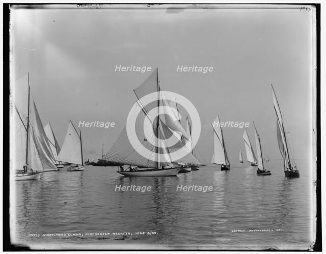 Start, third class, Dorchester regatta, 1888 June 18. Creator: Unknown.
