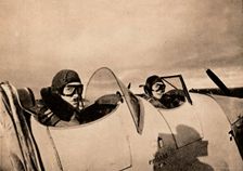 Starting on an instructional flight in a Miles Magister. The pupil is in the rear cockpit 1940