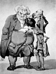 Starving poet and publisher late 18th century.Artist: Thomas Rowlandson
