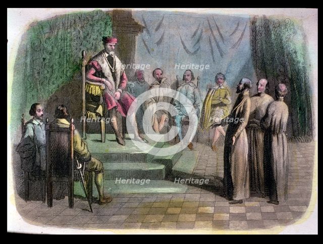 State Council in Spain. (1518), King Charles V attends a session where Fray Juan de Quevedo Fray …