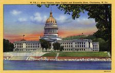 State Capitol and Kanawha River, Charleston, West Virginia, USA, 1940