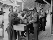 State border plant inspection between Mexico and the United States, 1937. Creator: Dorothea Lange