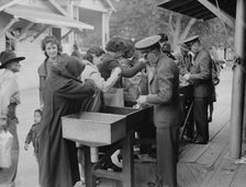 State border plant inspection between Mexico and the United States, 1937. Creator: Dorothea Lange