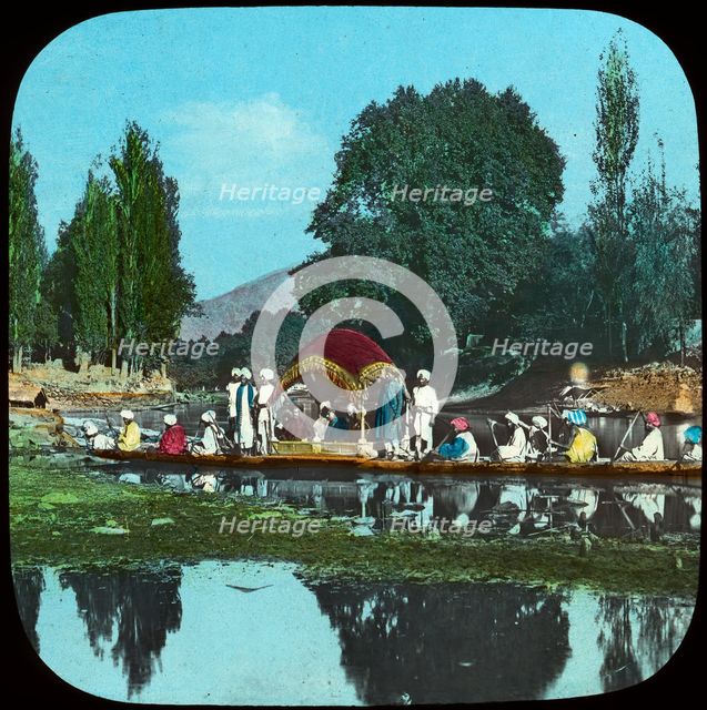 State barge on the Apple Tree Canal, India, late 19th or early 20th century. Artist: Unknown