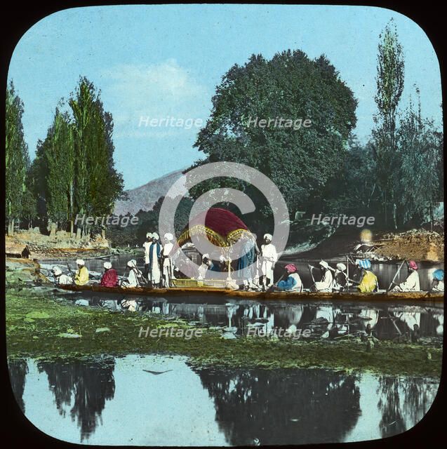 State barge on the Apple Tree Canal, India, late 19th or early 20th century. Artist: Unknown