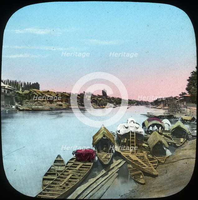 State barge opposite a Maharajah's palace, India, late 19th or early 20th century. Artist: Unknown