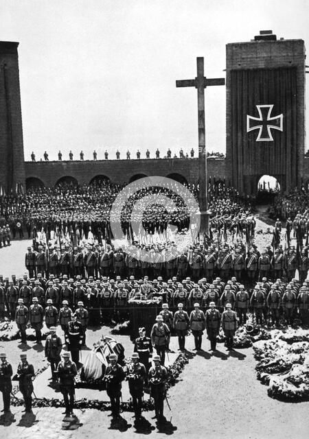 State funeral of President Paul von Hindenburg, Tannenberg, Germany, 1934. Artist: Unknown