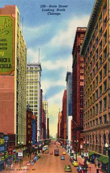State Street looking north, Chicago, Illinois, USA, 1950