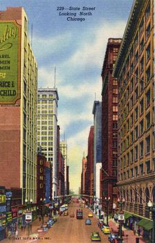 State Street looking north, Chicago, Illinois, USA, 1950