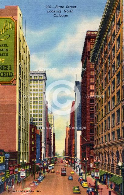 State Street looking north, Chicago, Illinois, USA, 1950. Artist: Unknown