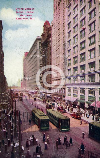 State Street looking north from Madison Street, Chicago, Illinois, USA, 1921. Artist: Unknown
