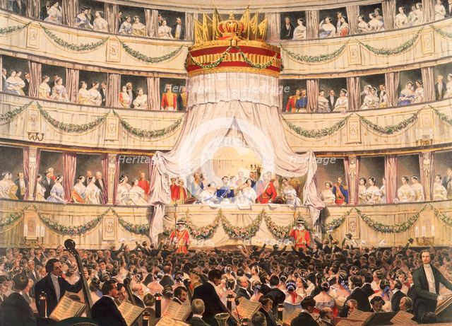 State visit to Royal Italian Opera, now the Royal Opera House, Covent Garden, London, before 1892.  Creator: Unknown.