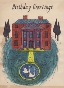 Stately home, birthday card, 1952. Creator: Shirley Markham