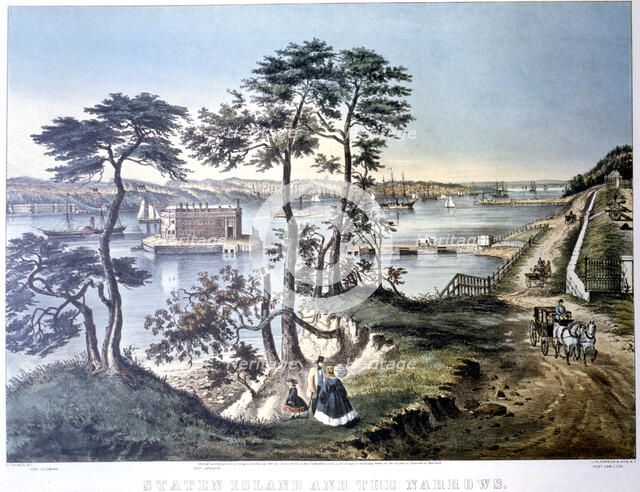 'Staten Island and the Narrows', New York, USA, c1834-c1876. Artist: Frances Flora Bond Palmer