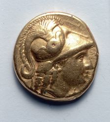 Stater: Athena (obverse), 336-323 BC. Creator: Unknown