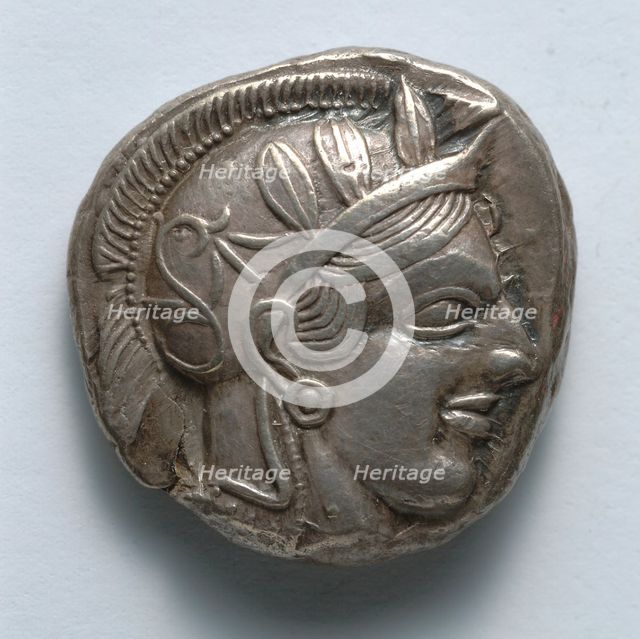 Stater: Archaic Head of Athena (obverse), 514-407 BC. Creator: Unknown.