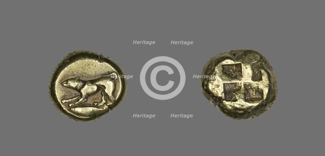 Stater (Coin) Depicting a Crouching Dog, 5th century BCE. Creator: Unknown.