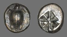 Stater (Coin) Depicting a Sea Turtle, 510-485 BCE. Creator: Unknown