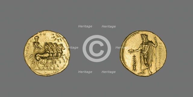 Stater (Coin) Depicting a Quadriga, 322-308 BCE. Creator: Unknown.