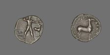Stater (Coin) Depicting Caulos and Deer, 480-388 BCE. Creator: Unknown
