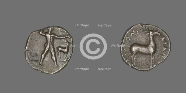 Stater (Coin) Depicting Caulos and Deer, 480-388 BCE. Creator: Unknown.
