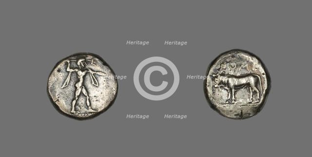 Stater (Coin) Depicting the God Poseidon, 480-400 BCE. Creator: Unknown.