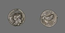 Stater (Coin) Depicting the Goddess Athena, 400-317 BCE. Creator: Unknown