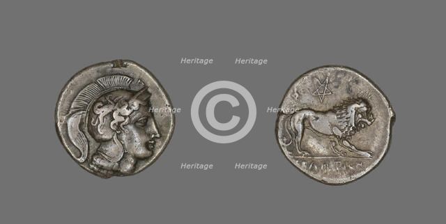 Stater (Coin) Depicting the Goddess Athena, 400-317 BCE. Creator: Unknown.