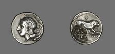 Stater (Coin) Depicting the Goddess Athena, 400-317 BCE. Creator: Unknown