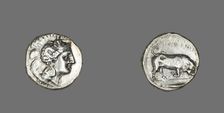 Stater (Coin) Depicting the Goddess Athena, 350-320 BCE. Creator: Unknown