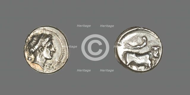 Stater Coin Depicting the Nymph Parthenope, 325-241 BCE. Creator: Unknown.
