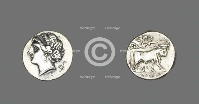 Stater (Coin) Depicting the Siren Parthenope, 280-241 BCE. Creator: Unknown.