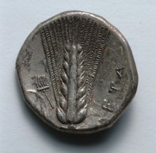 Stater: Corn, Rake, and Leaf (reverse), 330-300 BC. Creator: Unknown