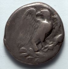 Stater: Eagle with Spread Wings on Olive Branch (obverse), 471-421 BC. Creator: Unknown
