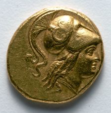 Stater: Head of Athena (obverse), 336-323 BC. Creator: Unknown