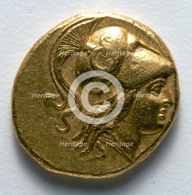Stater: Head of Athena (obverse), 336-323 BC. Creator: Unknown.